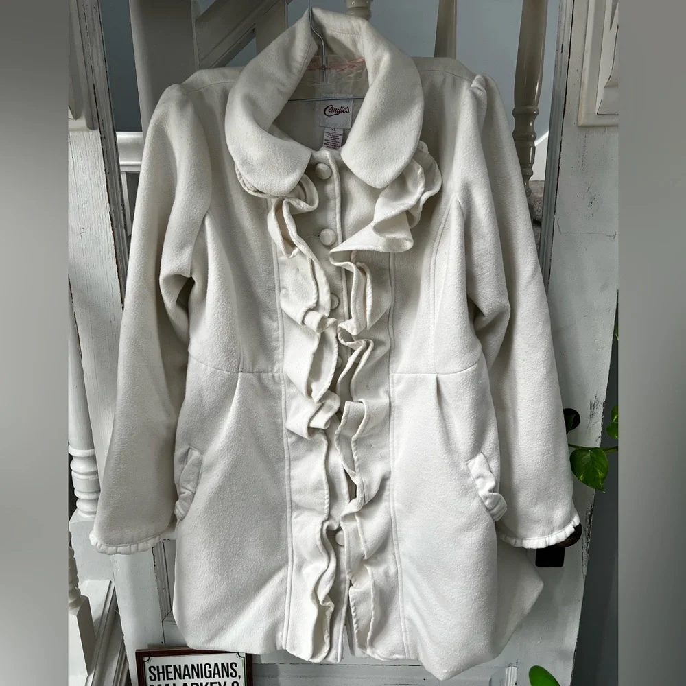 Candie's Ruffed Pea Coat. - Picture 2 of 9